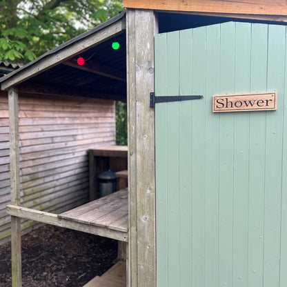 Shower at wild harvest hen party glamping york